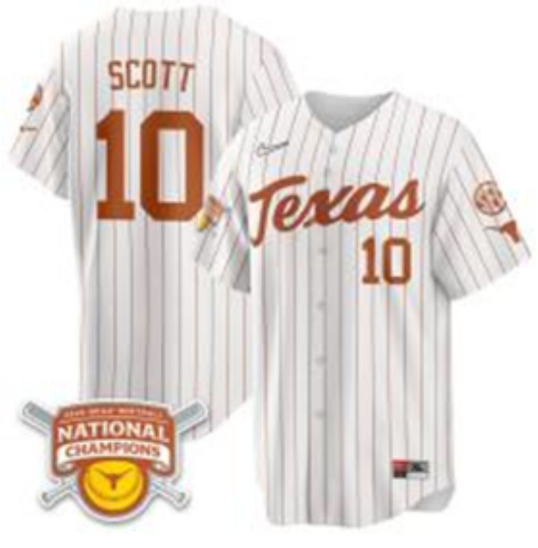 Men Texas Longhorns #10 Scott White stripe Nike joint Name NCAA 2025 Jersey style 6